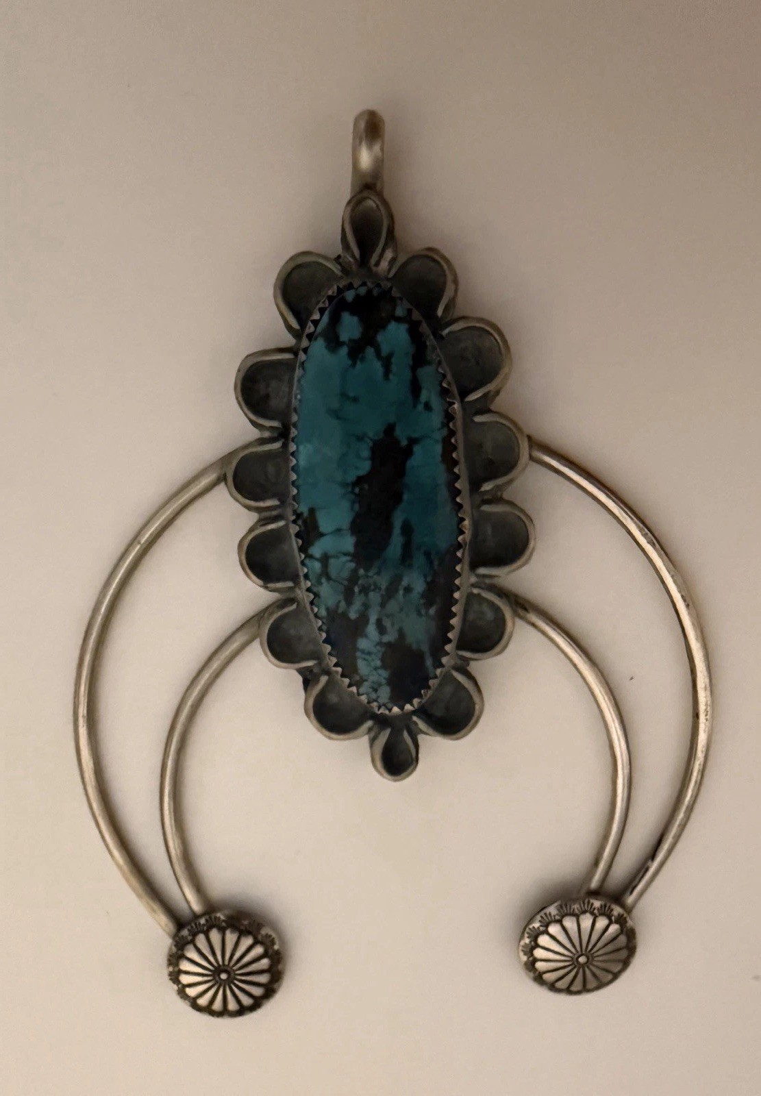 Vintage Native American Sterling Silver Turquoise Naja Pendant Southwestern 24.7