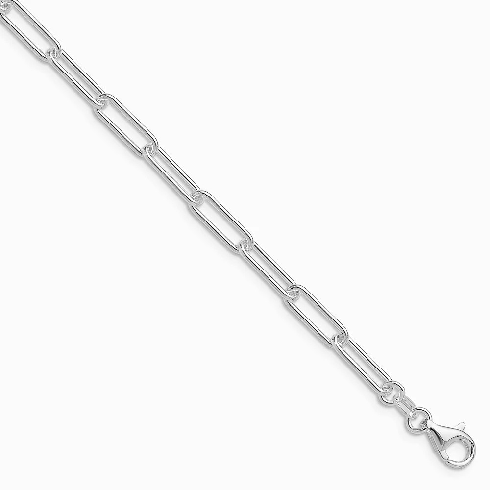 Sterling Silver Rhodium-Plated Polished 4.5mm Paperclip Chain Bracelet 7″-8″