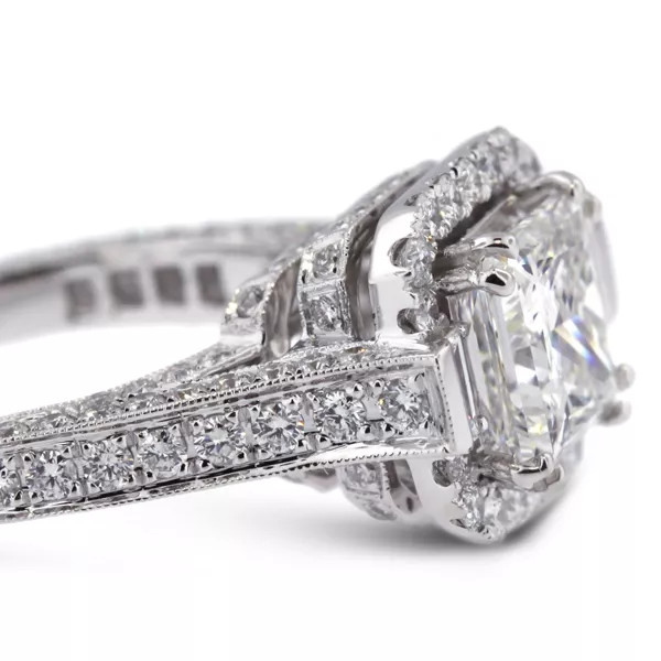 Engagement Ring 18K Gold Under Halo Princess 2.37 Carat Lab-Grown Diamond G VS1