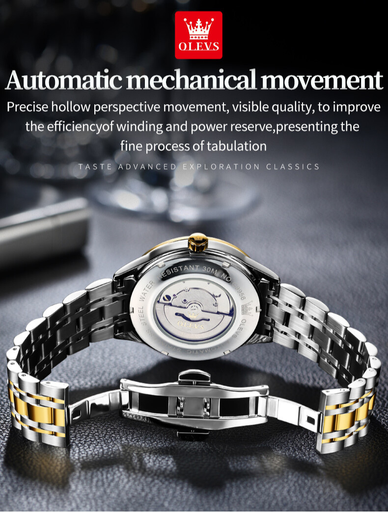 OLEVS Waterproof Luminous Diamond Dial Automatic Mechanical Business Watch Men’s