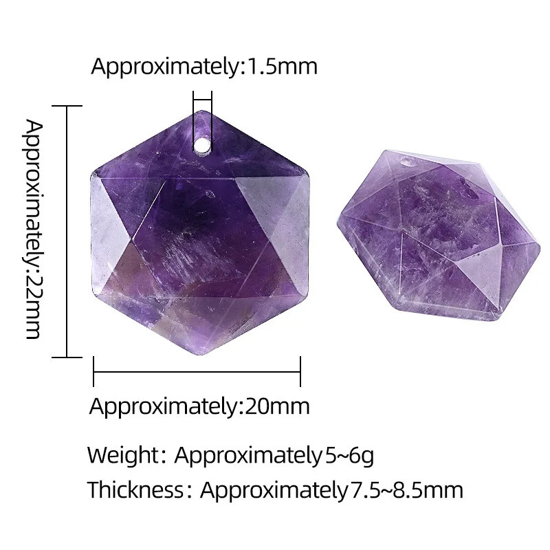 6PCS 22mm Faceted Hexagon Stone Pendants Healing Crystal Charm DIY Jewelry