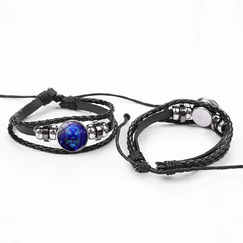 12 Constellation Zodiac Sign Charm Luminous Bracelets Men Women Vintage Multilay