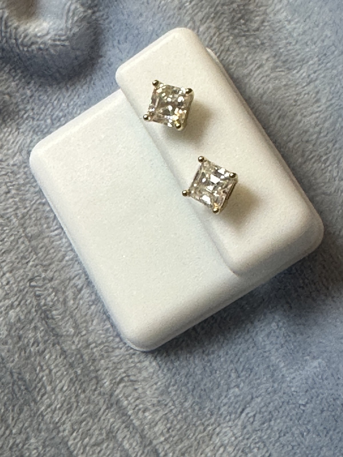 925 sterling silver moissanite princess cut earrings
