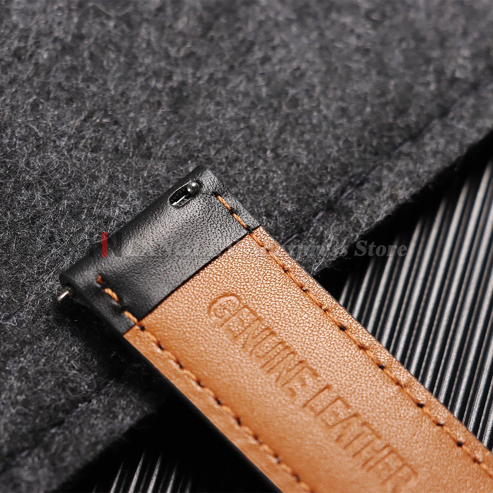Genuine Cowhide Leather Watch Strap Quick Release Buckle Black Brown Red Band