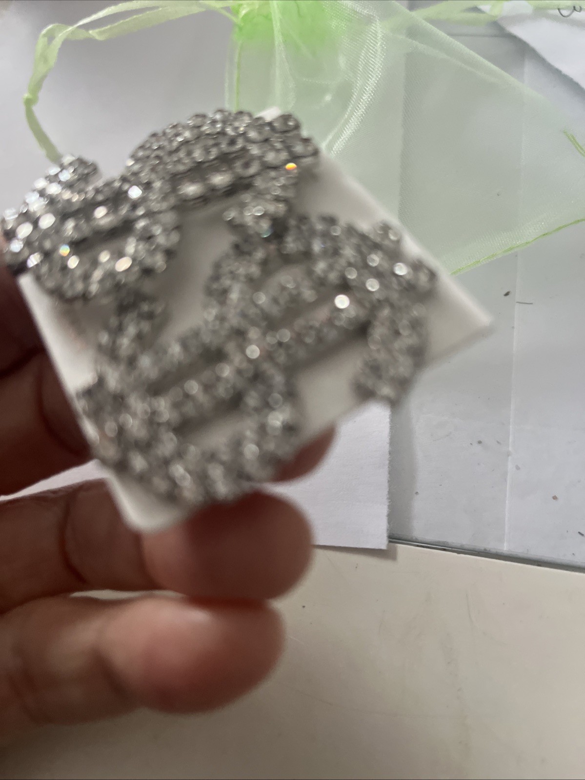 Pierced earrings bling dollars Rhinestones Money NEW