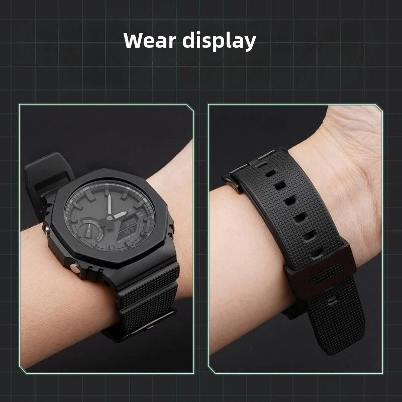 16mm Checkered Rubber Watch Strap Adapter Connector For Casio GA2100 GM2100