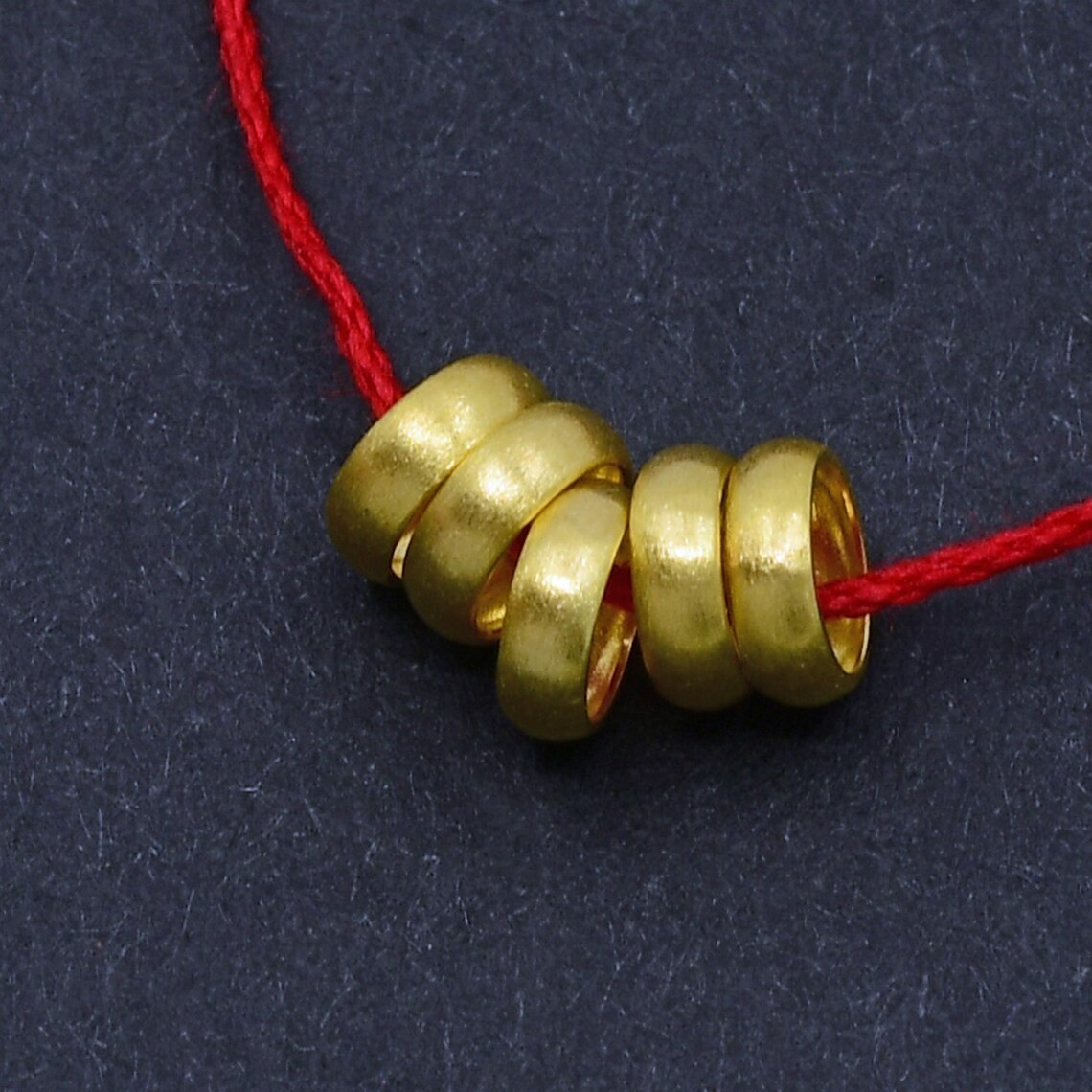 6mm or 5.2mm 18k Yellow Gold Matte Loop Spacer Ring Bead 4.5mm 3.5mm holes
