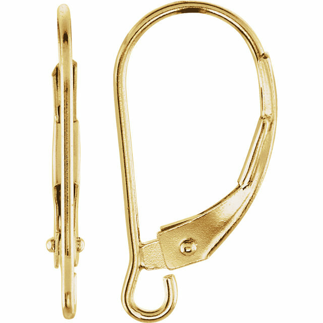14K Solid Gold Plain Earring Leverbacks with Open Ring Lever Back 16.58x8mm Pair