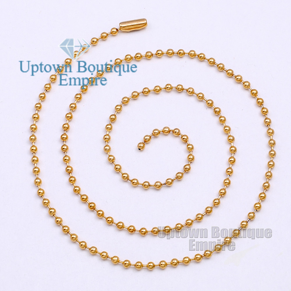 16-30″ men Stainless Steel Gold dog tag Ball chain Necklace link