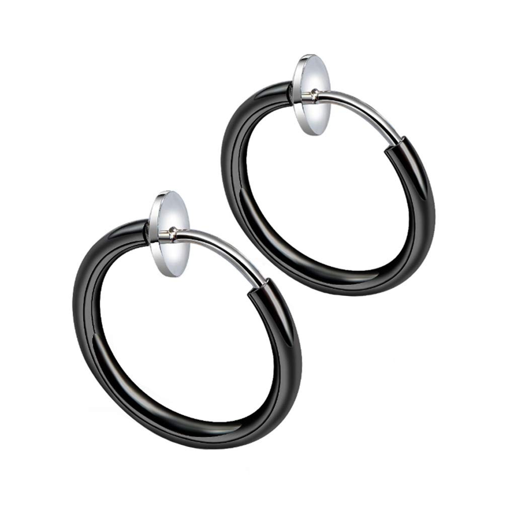 2× Clip-On Spring Action Non-Piercing Fake Septum Lip Cartilage Nose Tragus Ring