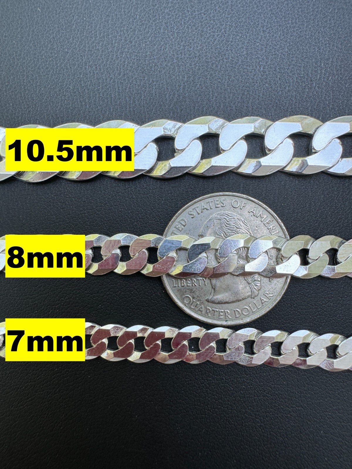 REAL Solid 925 Silver Flat Miami Curb Cuban Link Chain Necklace 3-11mm 16-30″
