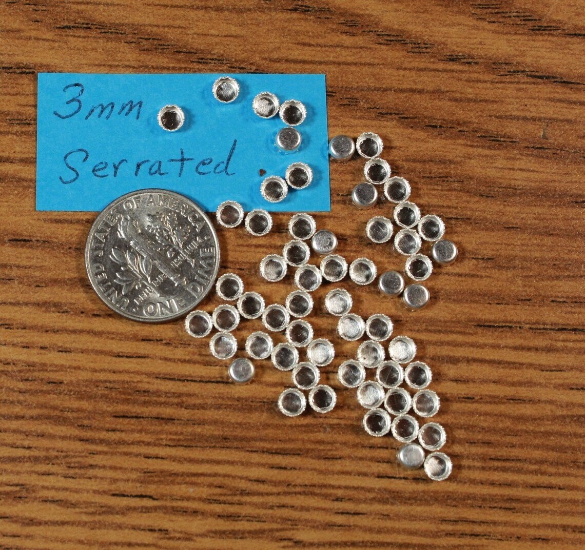 3mm Round SERRATED Bezel Cups Lot of 10 Sterling Silver Bezel USA Saw Tooth