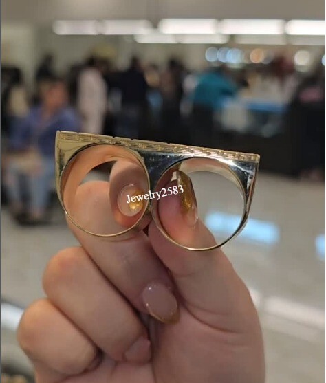 Men’s Customized Name 2 Finger Ring Real Solid Metal 925 Silver Free Stud Gift