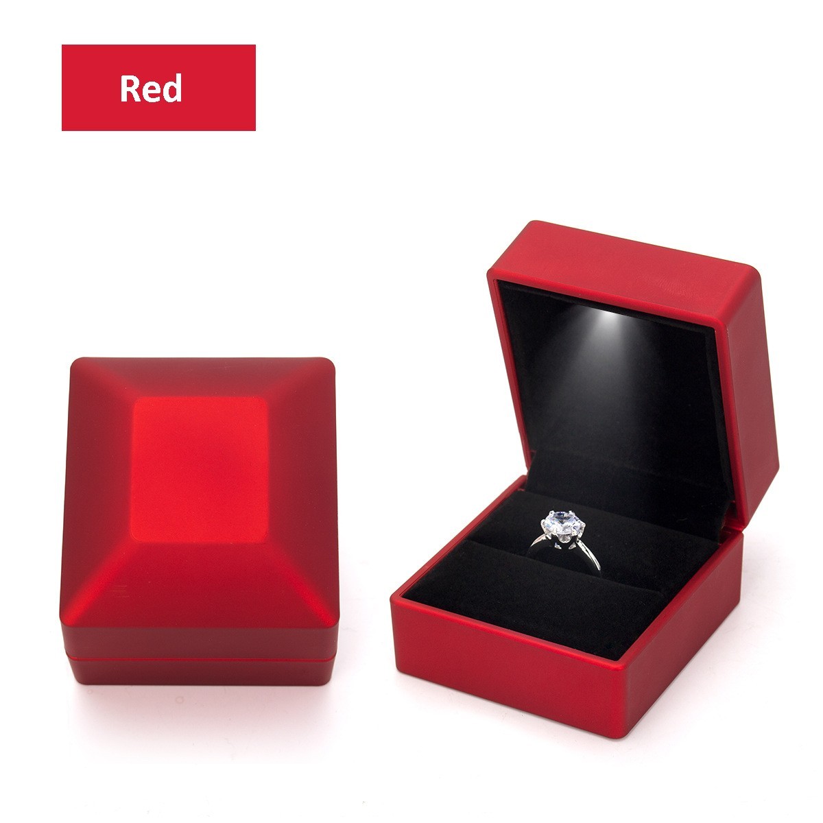 LED Ring Box Luxury Velvet Proposal Engagement Wedding Jewelry Gift Case Light