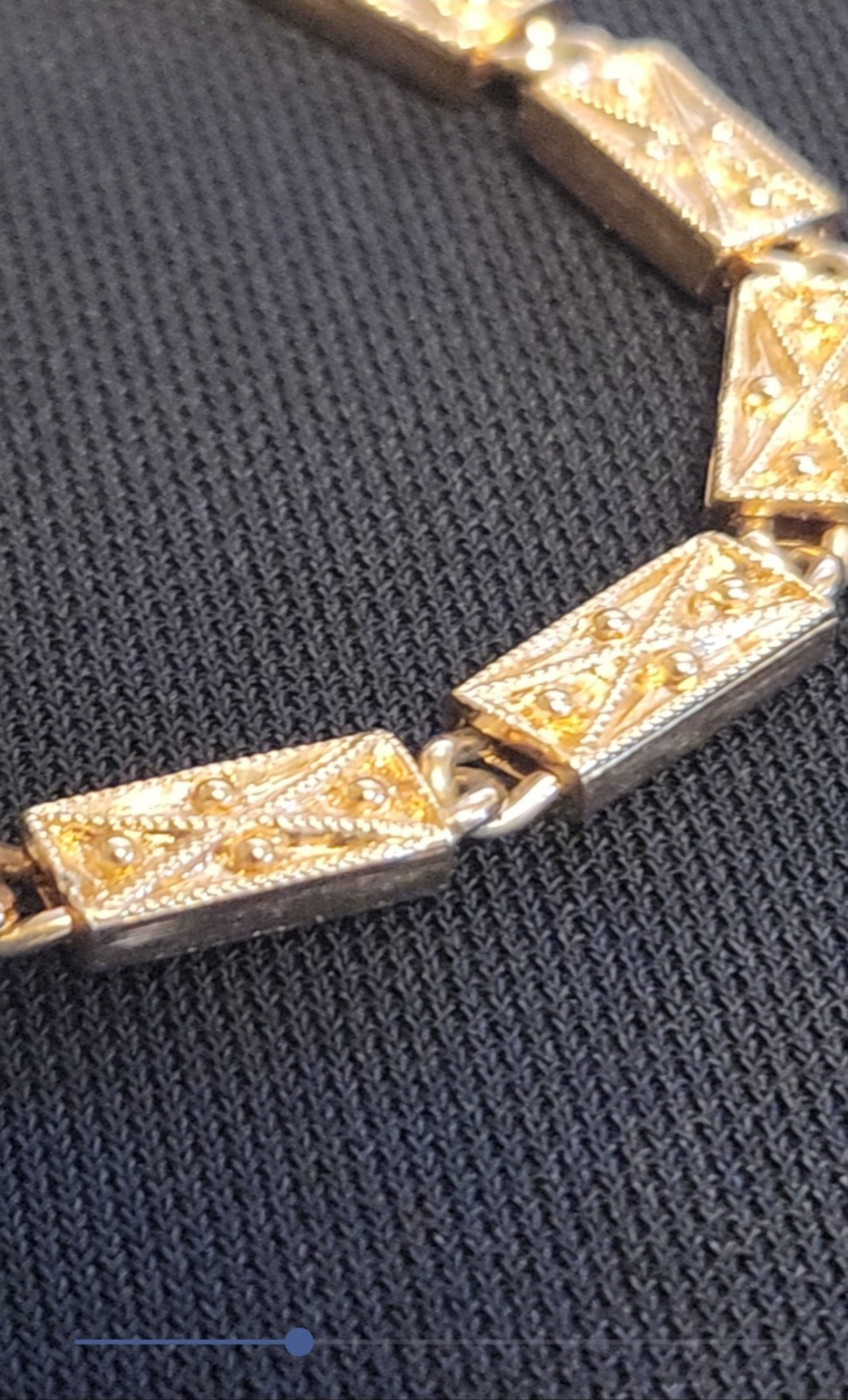 Monet Gold tone Rectangular Bar Etched Bracelet w/Safety Chain