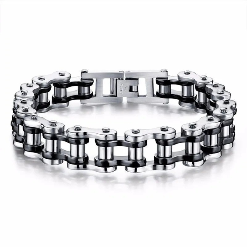 Stainless Steel 8.5 in Solid Motorcycle Bike Chain Design Bracelet Men’s Jewelry