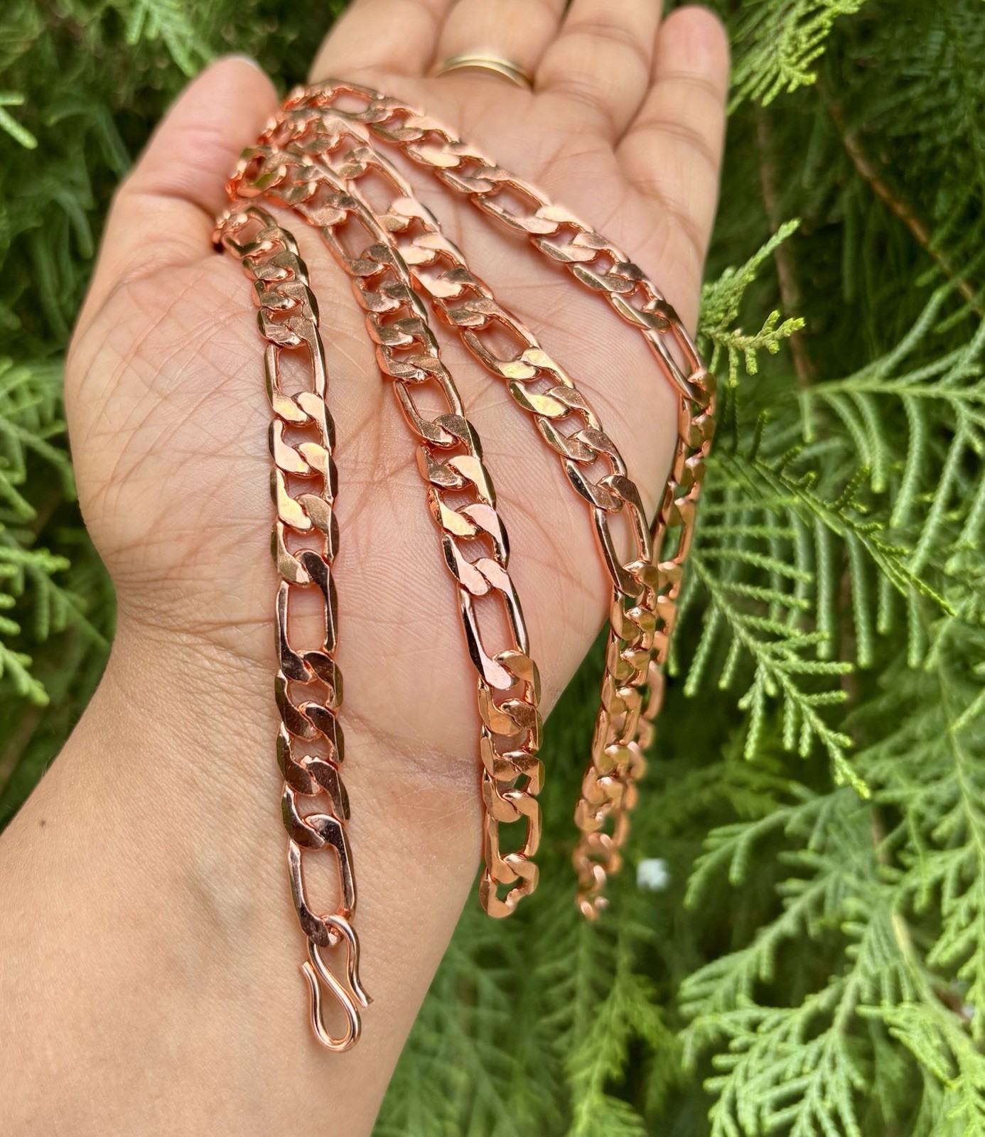 20 inch Pure Copper Flat FIGARO Chain Necklace, Healing Copper Jewelry Spiritual