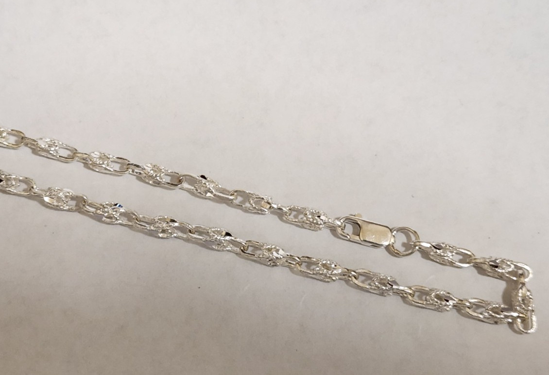 Men’s Lady’s 925 Silver Turkish Link Rope Chain Necklace 24in inch Long 4mm Wide