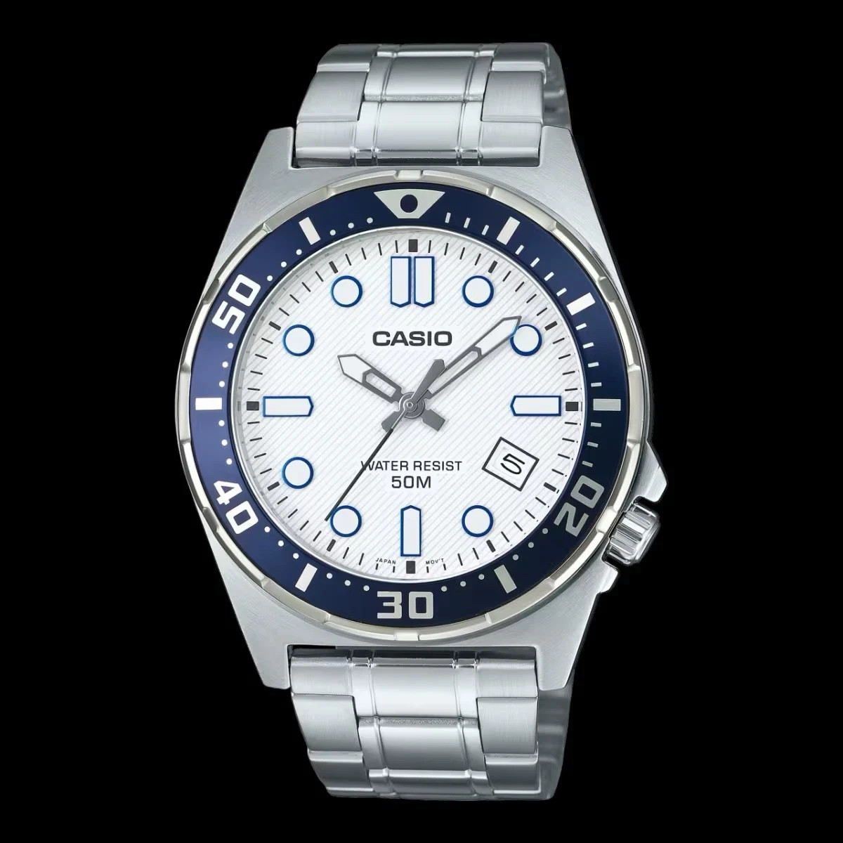 Casio MTD-135D-7A Men’s White Dial Stainless Steel Sport Quartz Watch NEW