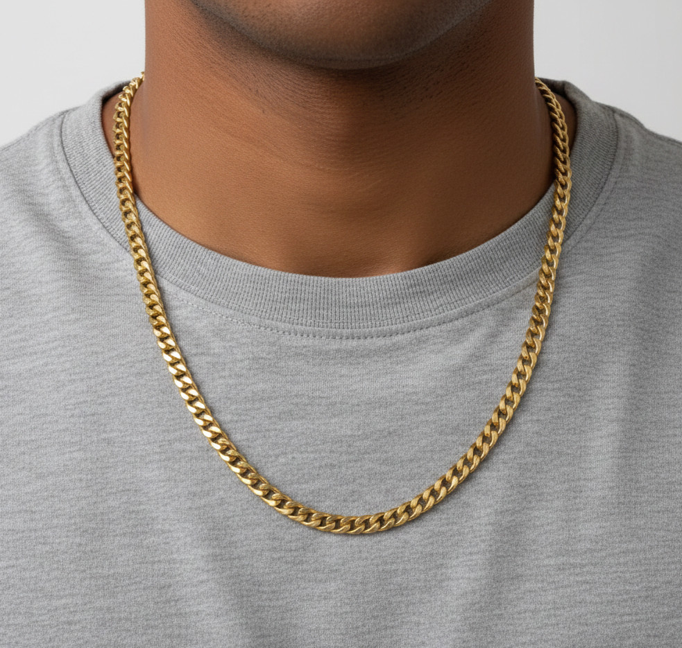 18k Gold Plated 925 Sterling Silver Cuban Curb Chain Necklace Heavy Version