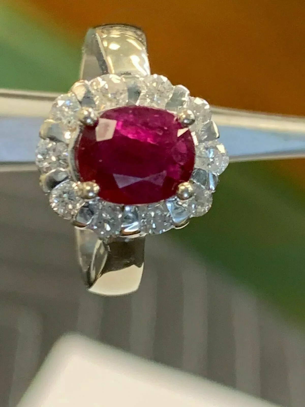 3.60 Ct Oval Cut Natural Ruby Diamond Engagement Ring 14K Solid White Gold 6
