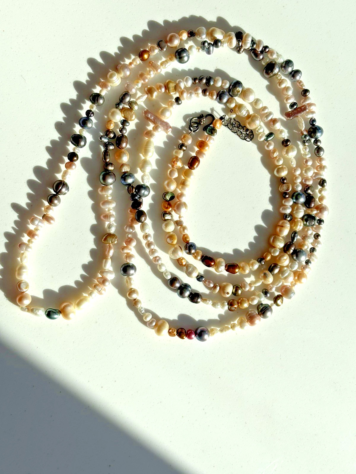 Multicolor Freshwater Pearl 69″ Long Necklace Iridescent Variation