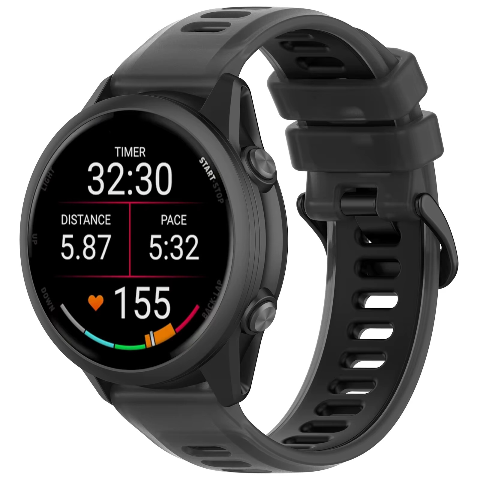 22mm 20mm Transparent Two-Tone Silicone Strap For Garmin Forerunner 570 265 255