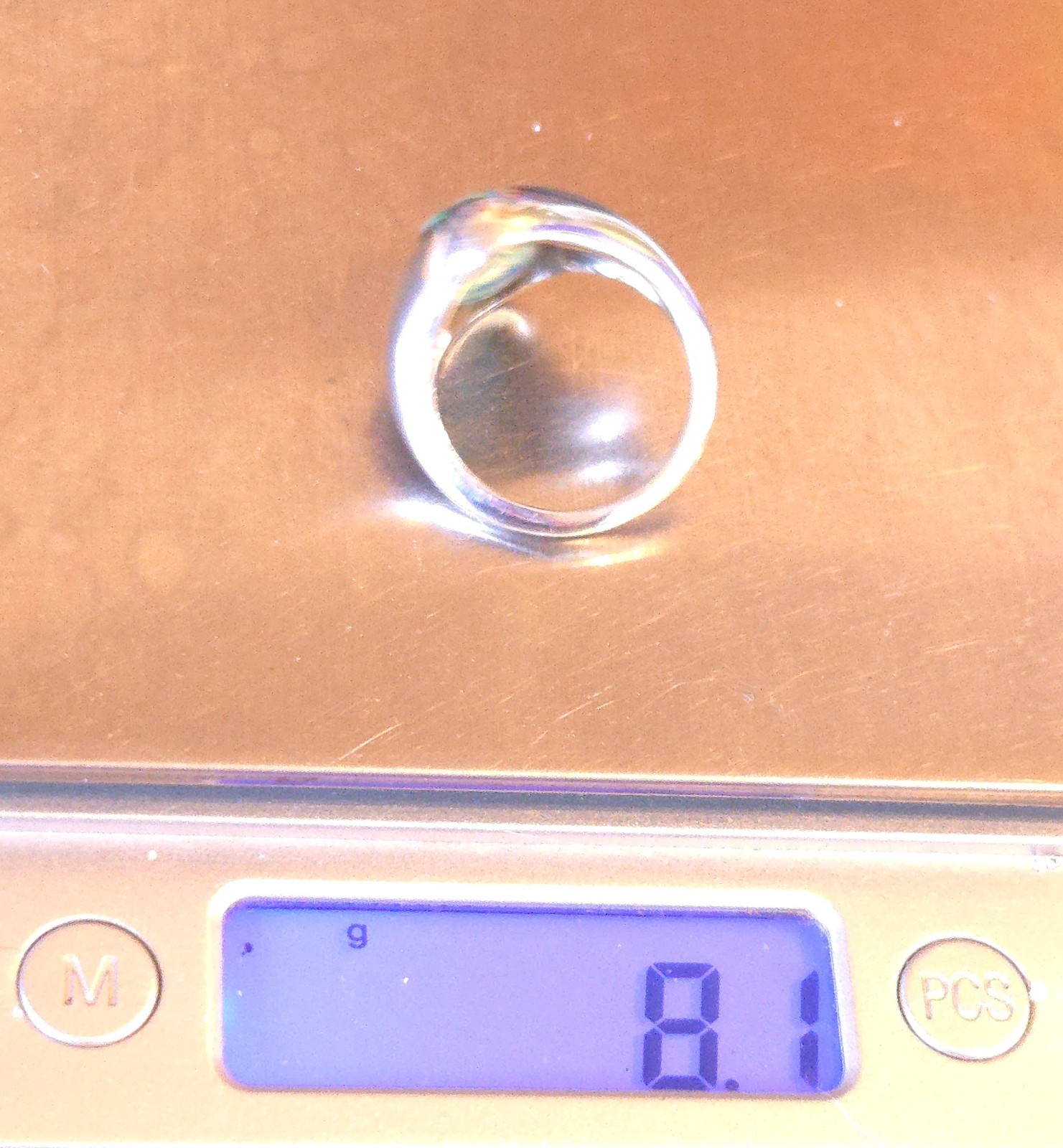 Vintage Native American Sterling Silver Two Sided Reversible Opal Inlay Ring 7