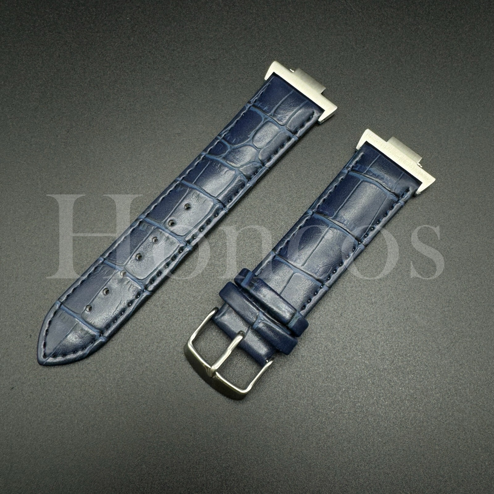 Replacement D/Blue Genuine Leather Watch Strap Fits for Tissot PRX and Adapter