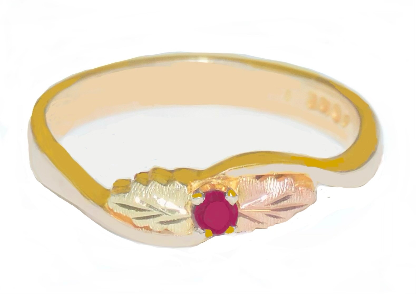 Black Hills Gold 10k Ruby Slim Band Ring Size 6 1/2