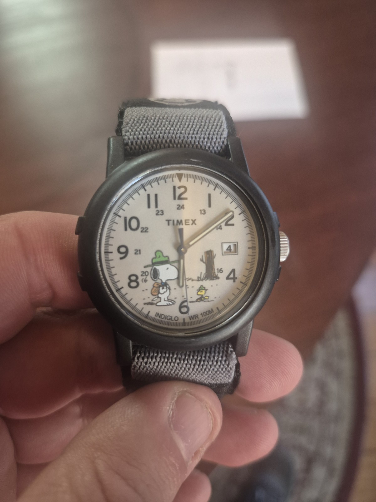 Timex x Peanuts Snoopy Beagle Scout Quartz Indiglo Date 100m Gray Fabric w/ Box