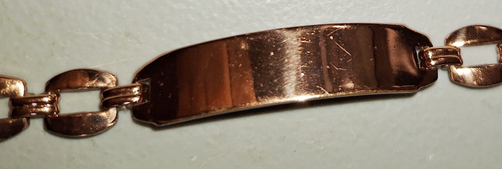 Vintage “Solid Copper” Stamped ID Bracelet, 6.5″ w/Window Link Chain