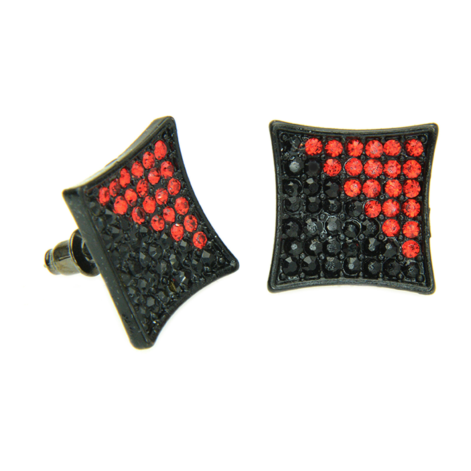 Hip Hop Men’s Iced XL 17 mm Square Push Back Stud Earrings TE 510
