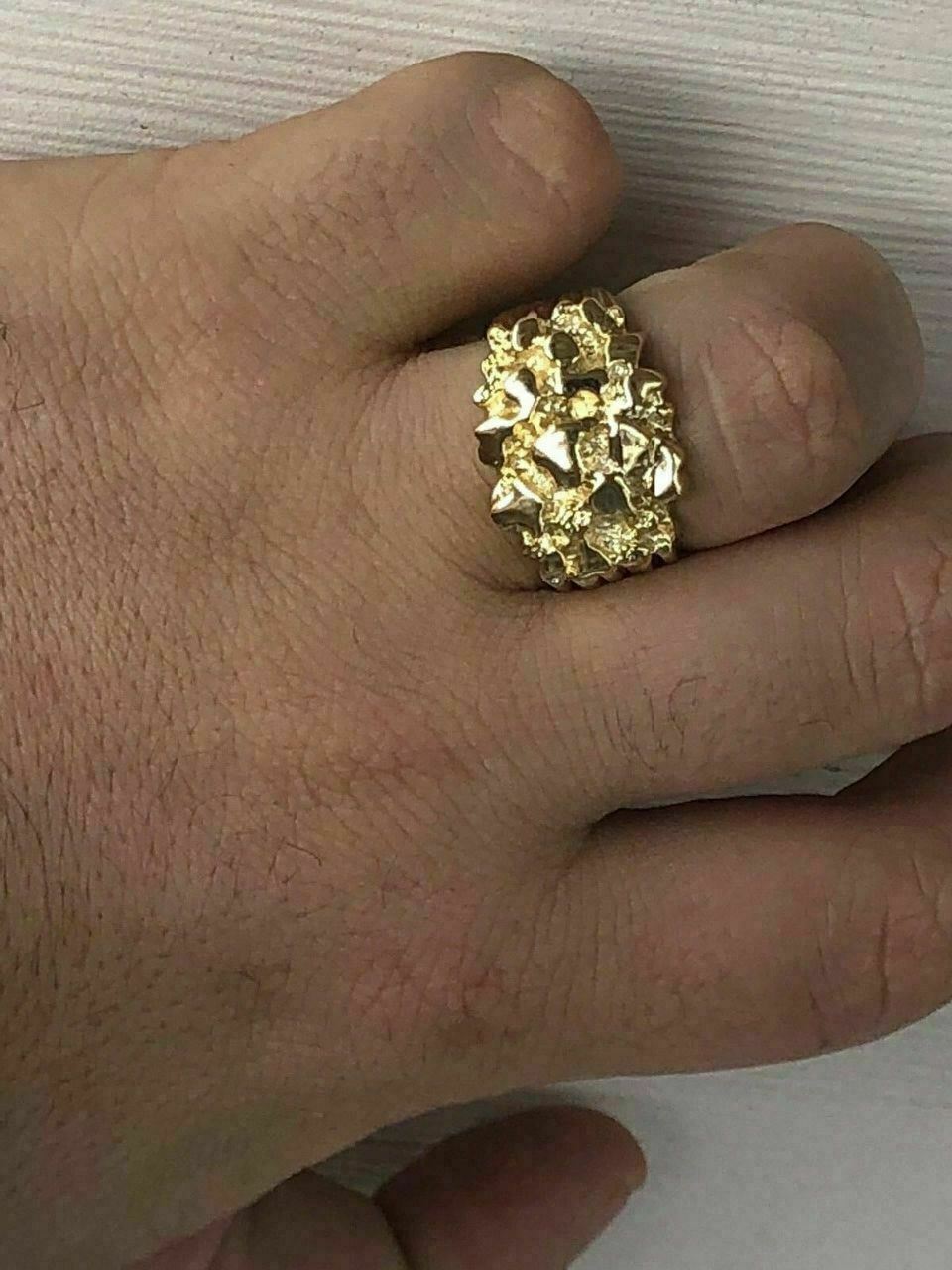 Men’s Solid 10k Yellow Gold Heavy Nugget Ring Size 7 8 9 10 11 12 13 11