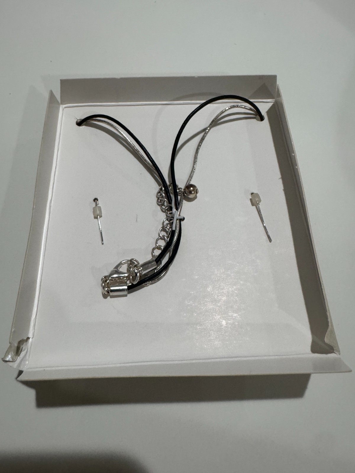 Vintage Kenneth Cole signed KC simulated onyx diamond & silver tone pendant & ea