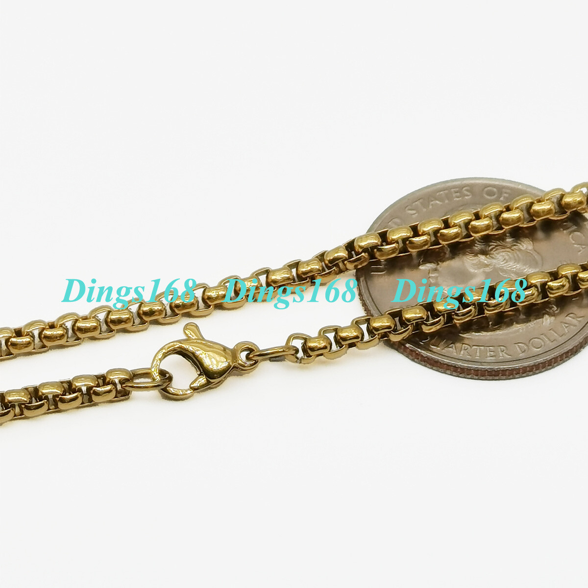 18K YELLOW Gold Filled Tarnish-Resist Fashion 3mm Round Box Chain Necklace C5K
