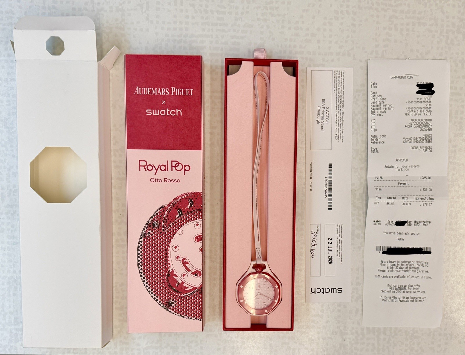 Audemars Piguet x Swatch OTTO ROSSO AP Royal Pop Limited Edition Receipt & Docs