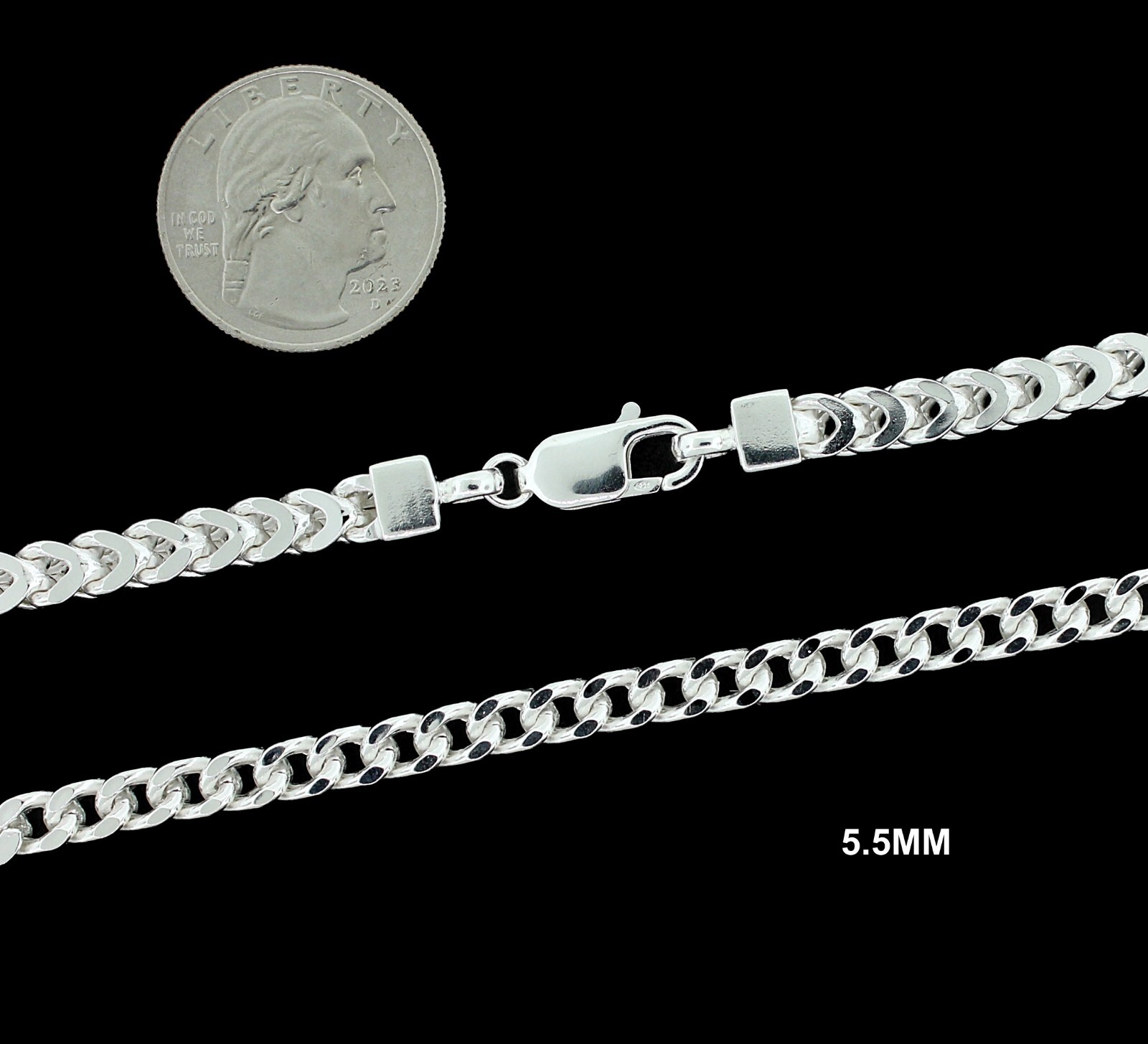 Mens Real 925 Solid Sterling Silver Franco Chain Necklace or Bracelet ITALY