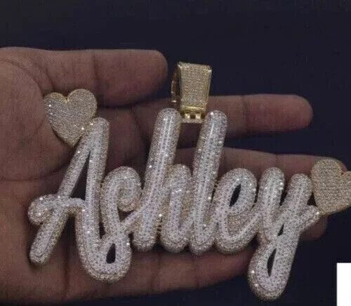 5Ct Lab Created Diamond Round “Ashley” Customize Pendant 14K Yellow Gold Plated