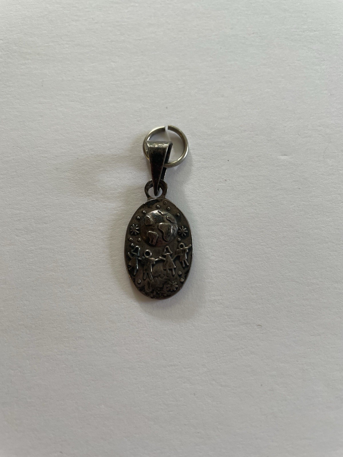 “Save the Children” Earth Pendant Charm Sterling Silver 925