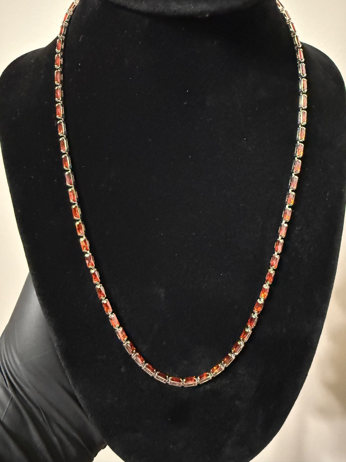 Red zirconia gemstone gold filled necklace 16-18 inch adjustable 2.5mm