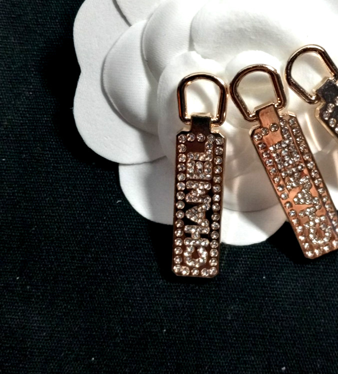 Lot Of 2 Designer Silver Tone & faux diamonds Pendants , zipper pull, charms