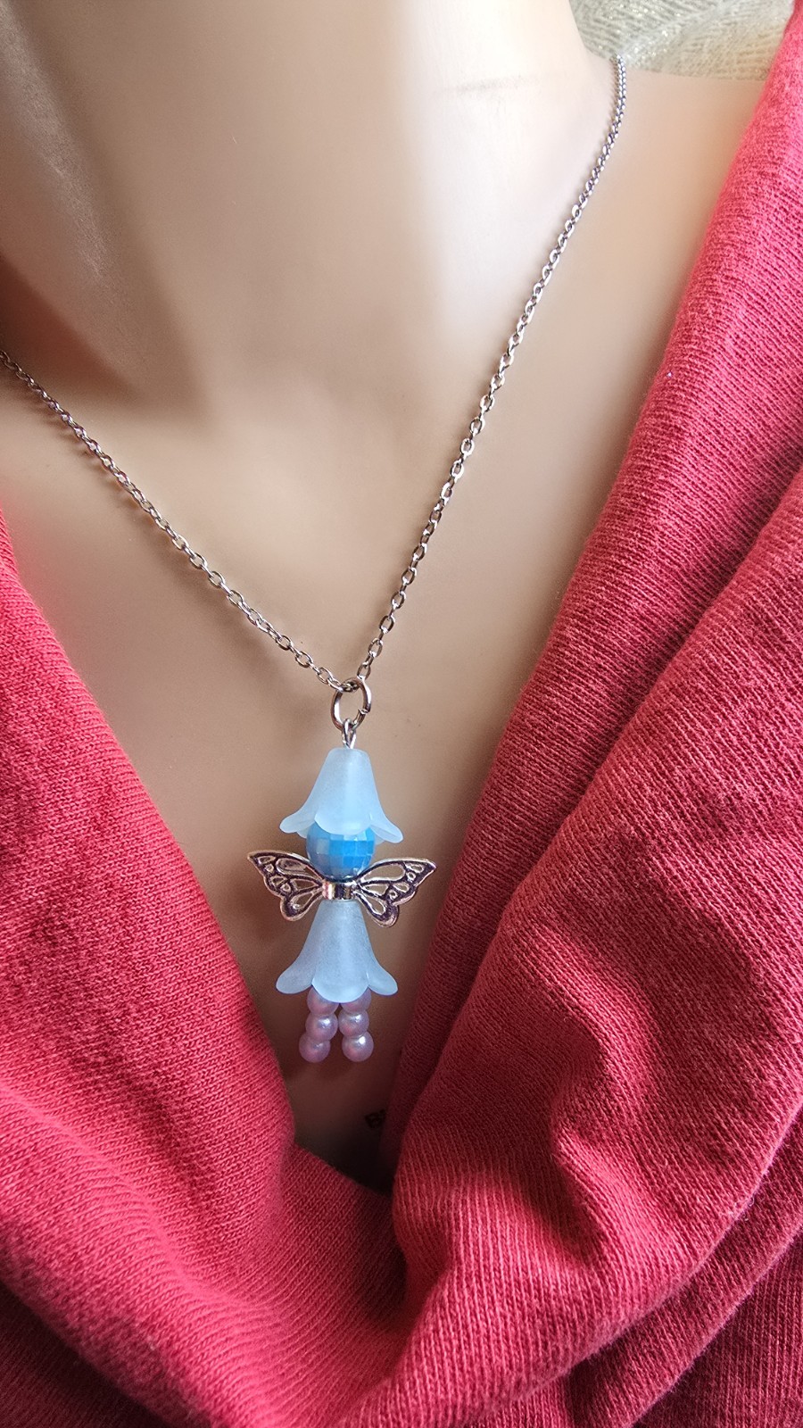 Tulip Fairy Necklace Stainless Steel Chain 16 Inches
