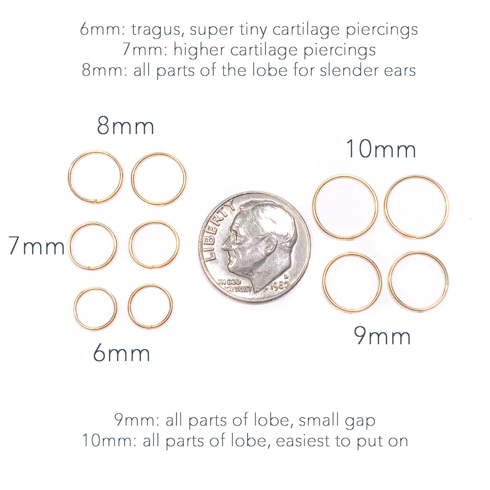 Solid 10K Gold Cartilage Hoop, Tiny Gold Cartilage Earring, Dainty Helix Hoop