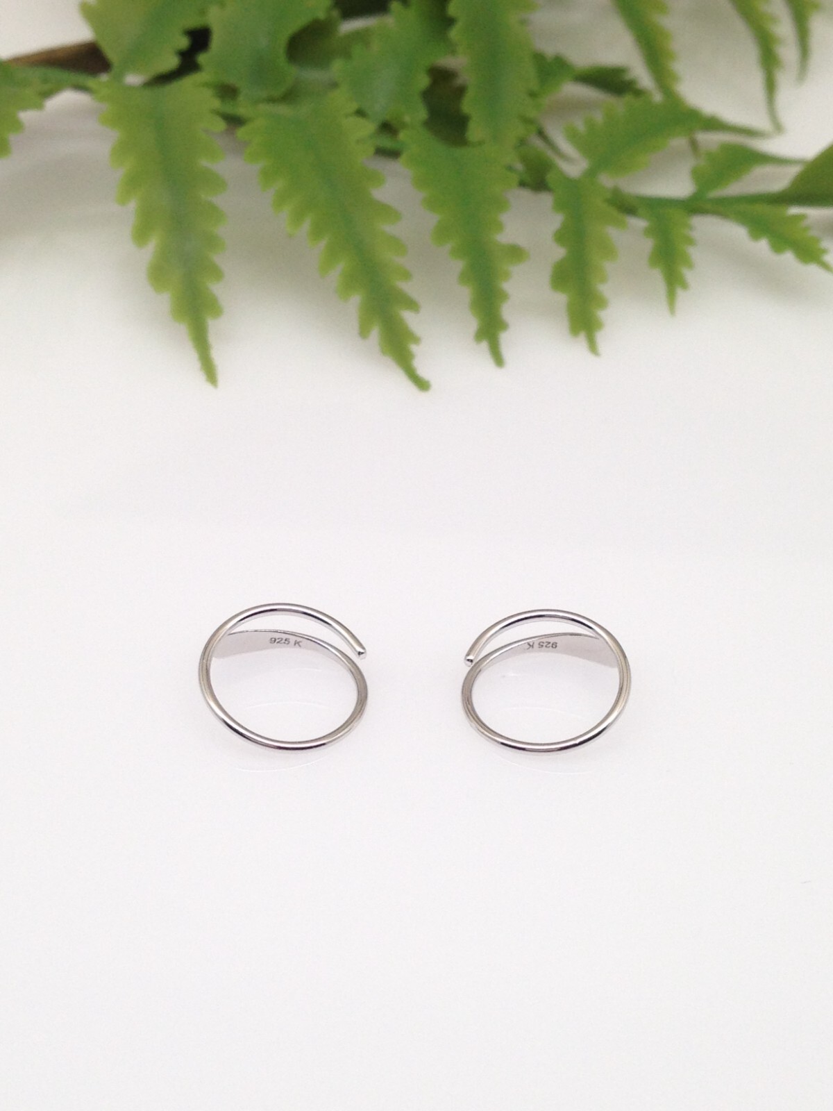 925 Sterling Silver Spiral Threader Huggie Hoop Earrings 10mm x0.5mm VERY TINY