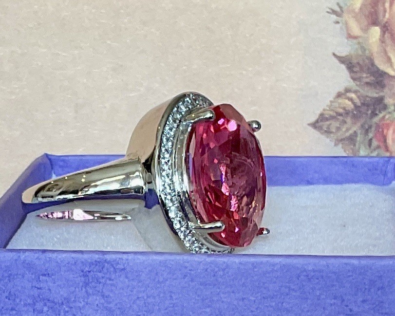 TOURMALINE RING – Oval Cut With Accents – 16x14mm Or 8 Ctw!!!