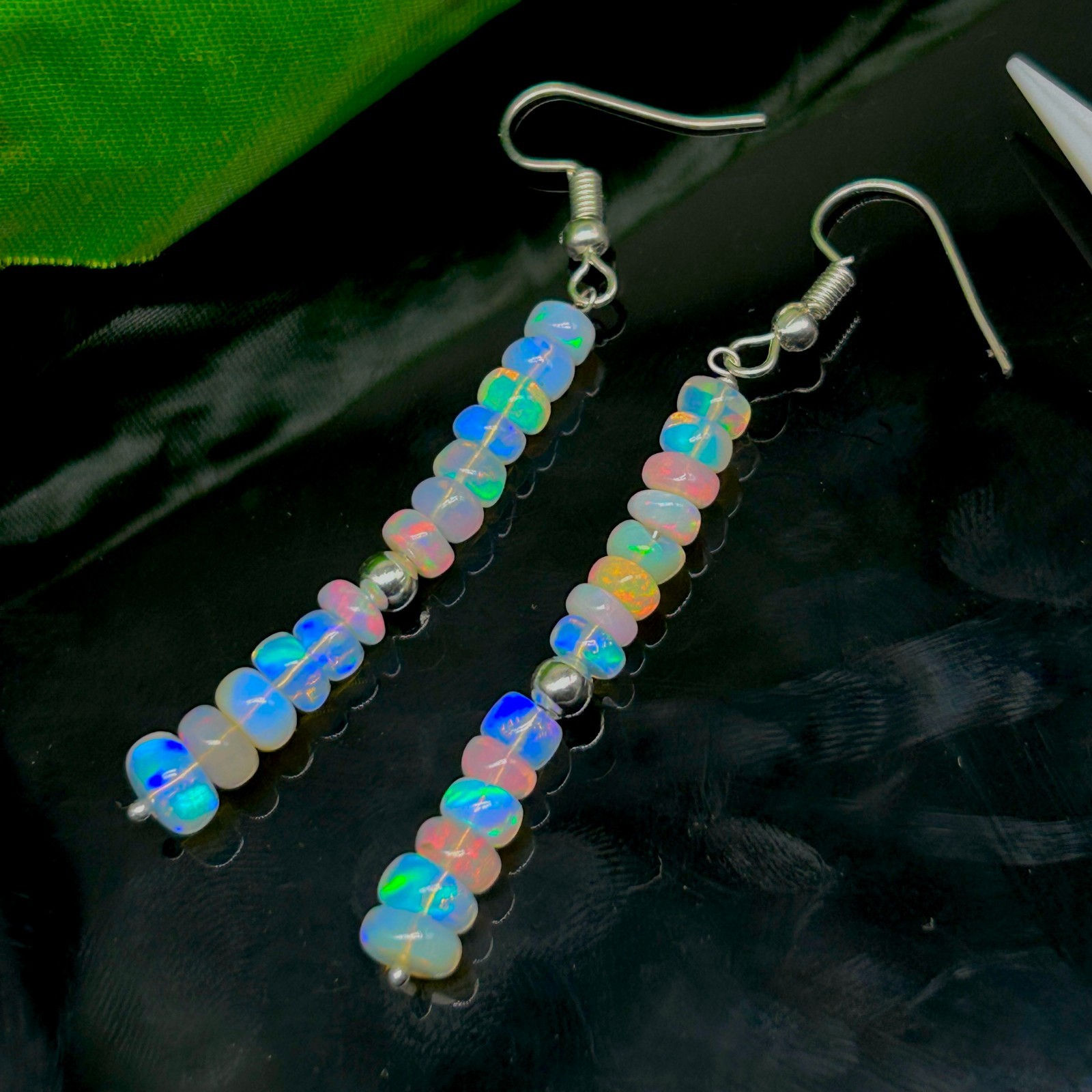 AAA+ Fire Opal Beads Cluster Earring, Natural Multifire Opal Beaded Earring