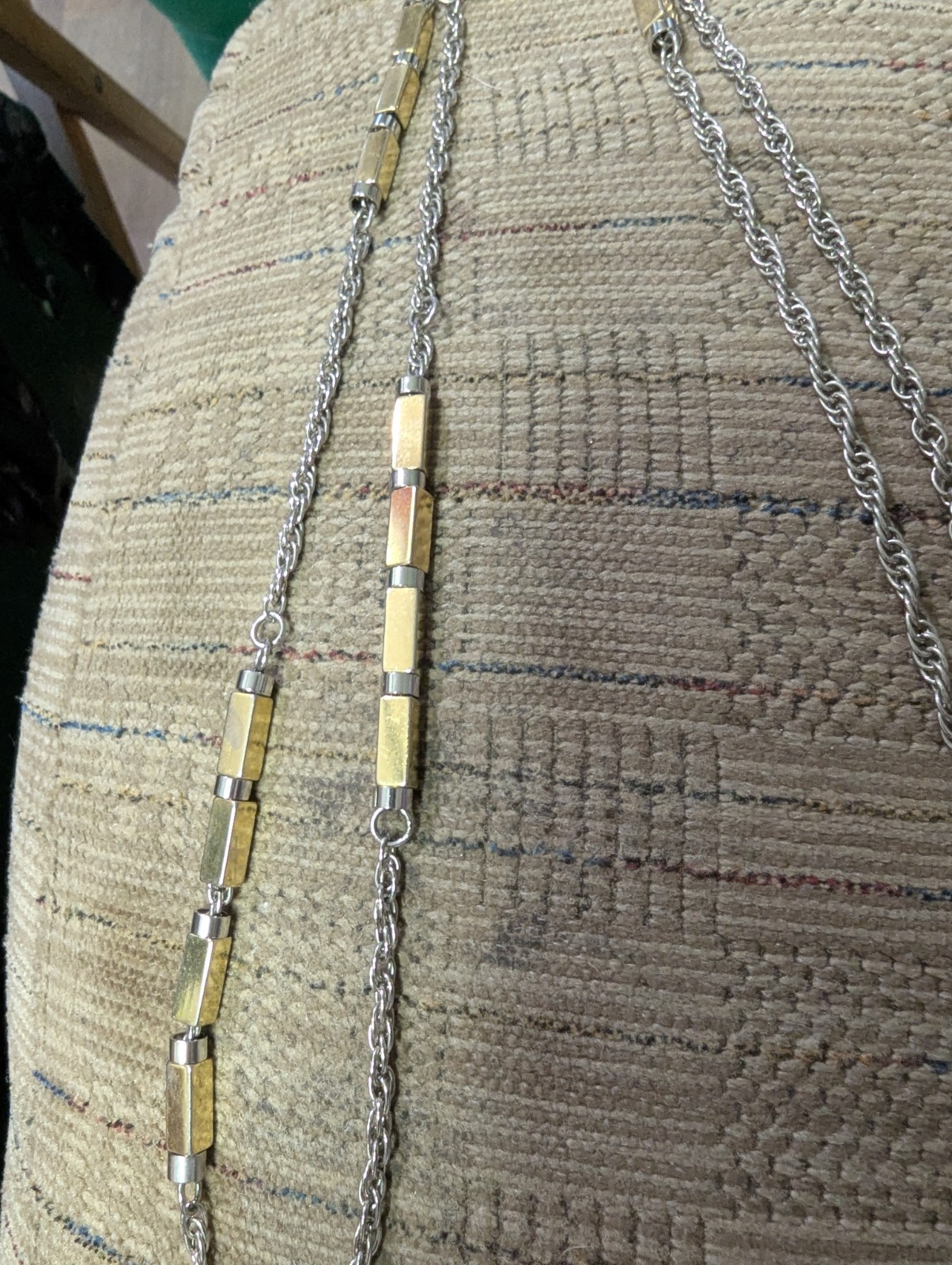 Silver And Gold Colored Necklace/Extra Long. Nice Piece For Everyday Wear