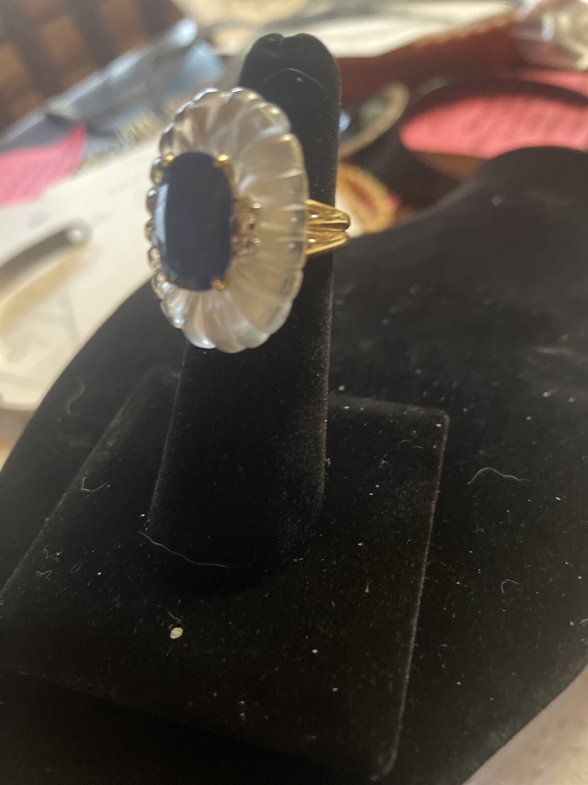 18 k Yellow Gold Sapphire and Diamond Ring.One Of A Kind See Note In Description