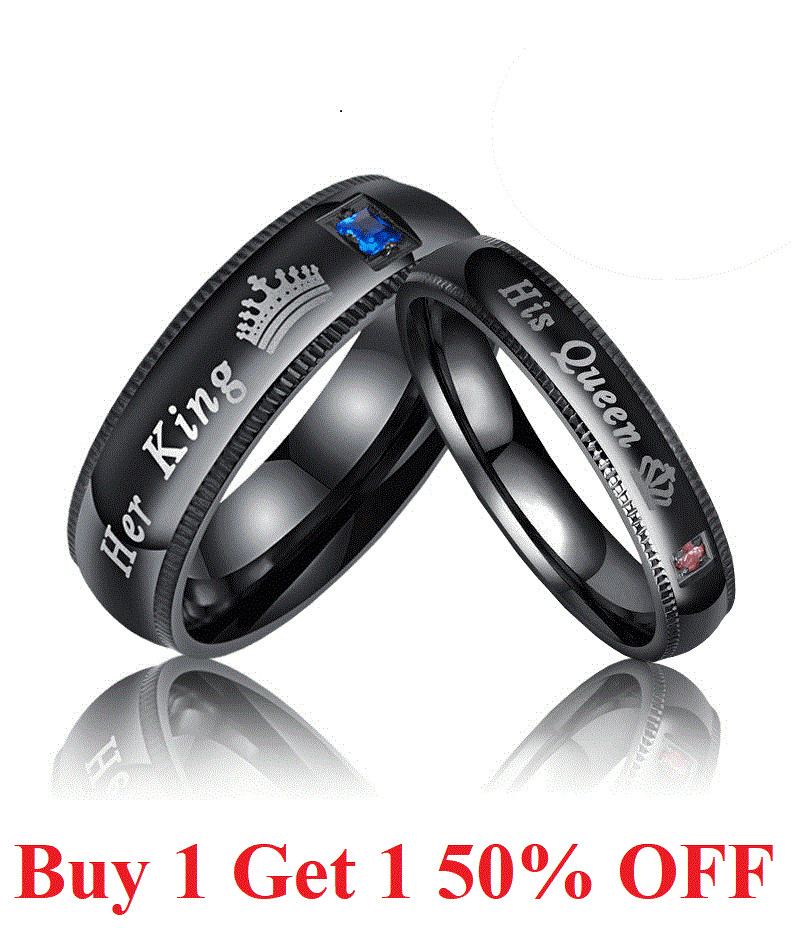 .Couple’s Matching Ring, His Queen or Her King Wedding Band Comfort Fit Ring